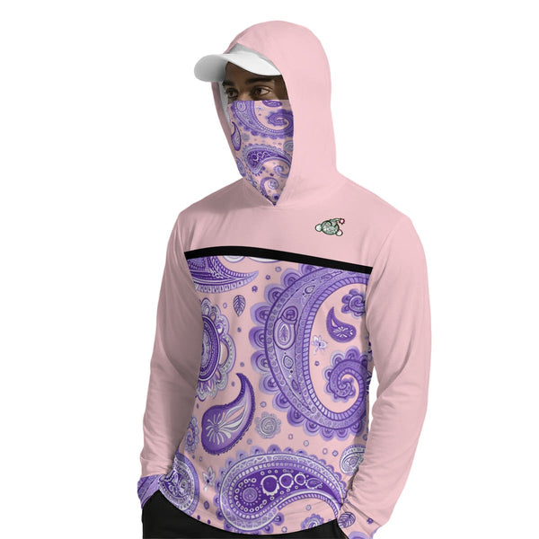 Pink and Purple All-Over Print Men’s Sun Protection Hoodie with Face Cover and Thumb Holes - C3P Gol
