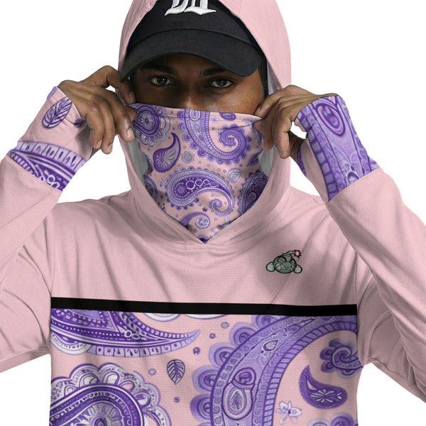 Pink and Purple All-Over Print Men’s Sun Protection Hoodie with Face Cover and Thumb Holes - C3P Gol