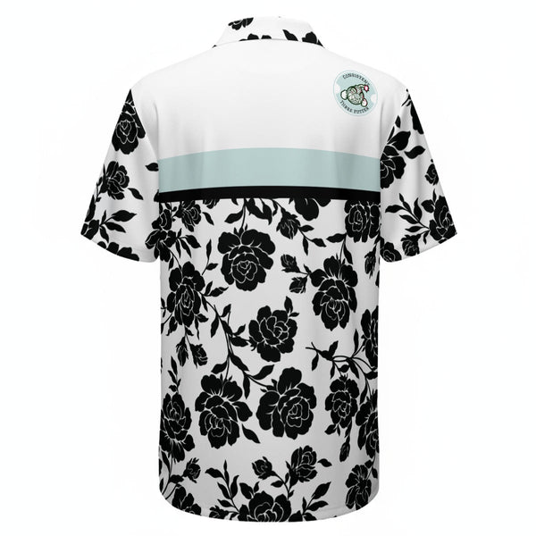 Black and Teal Roses Q Zip Polo - C3P Golf