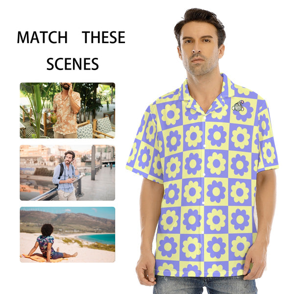 Flowered Squares Hawaiian Shirt -C3P Golf
