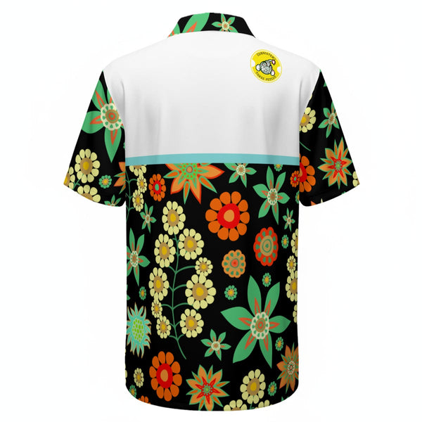 Bright and Black Flowers Q Zip Polo - C3P Golf