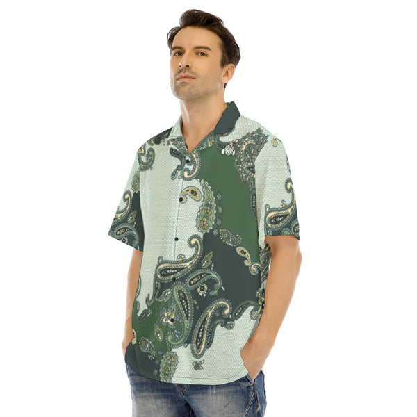 Green Paisleys Button Up Hawaiian Shirt - C3P Golf