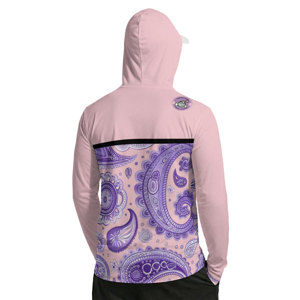 Pink and Purple All-Over Print Men’s Sun Protection Hoodie with Face Cover and Thumb Holes - C3P Gol