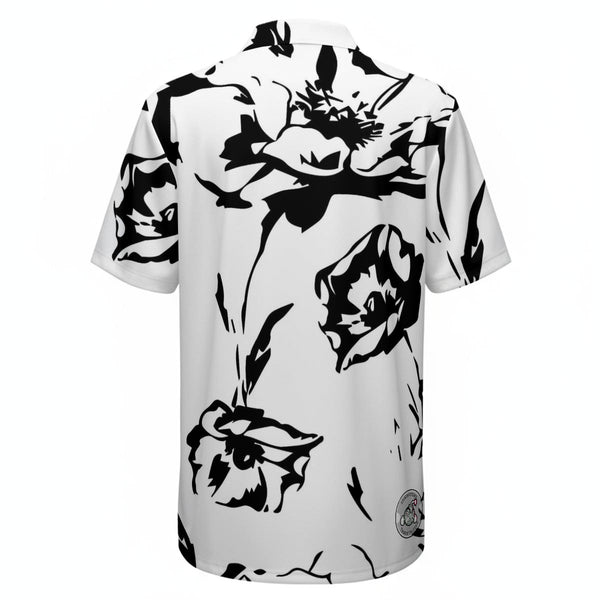 White and Black Flowers Q Zip Polo - C3P Golf