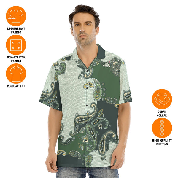 Green Paisleys Button Up Hawaiian Shirt - C3P Golf