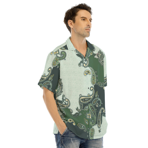 Green Paisleys Button Up Hawaiian Shirt - C3P Golf
