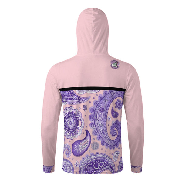 Pink and Purple All-Over Print Men’s Sun Protection Hoodie with Face Cover and Thumb Holes - C3P Gol