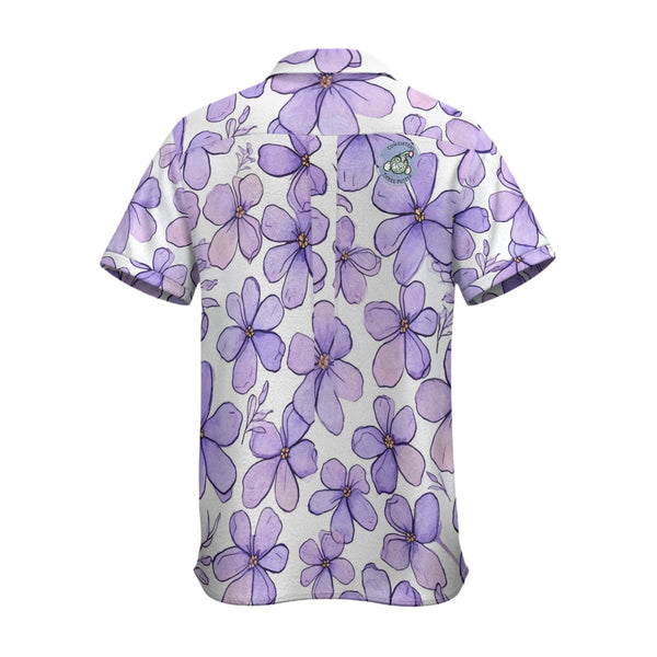 Purple Flowers Falling  Business Collared Shirt - C3P Golf