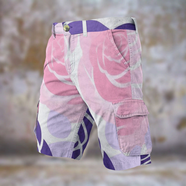 Pink and Purple Flowers Men's Cargo Shorts - C3P Golf