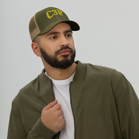 C3P Tan Green Trucker Cap - C3P Golf
