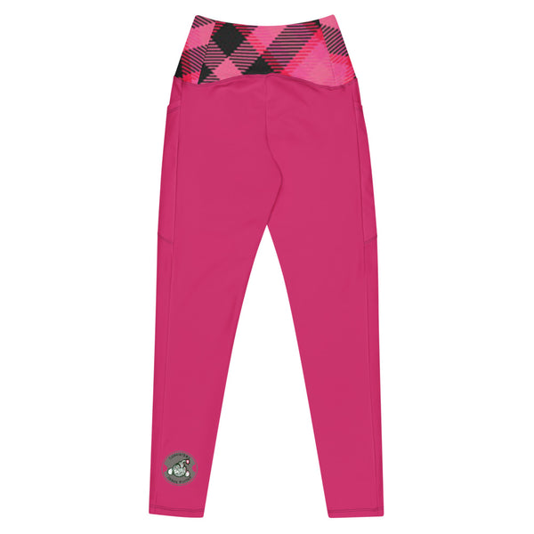 Pink n Plaid Crossover leggings with pockets - HFM Golf