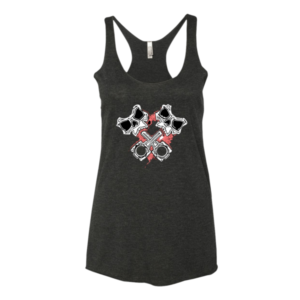 Crossed Pistons Pink Skully- Racer Girls Tanks