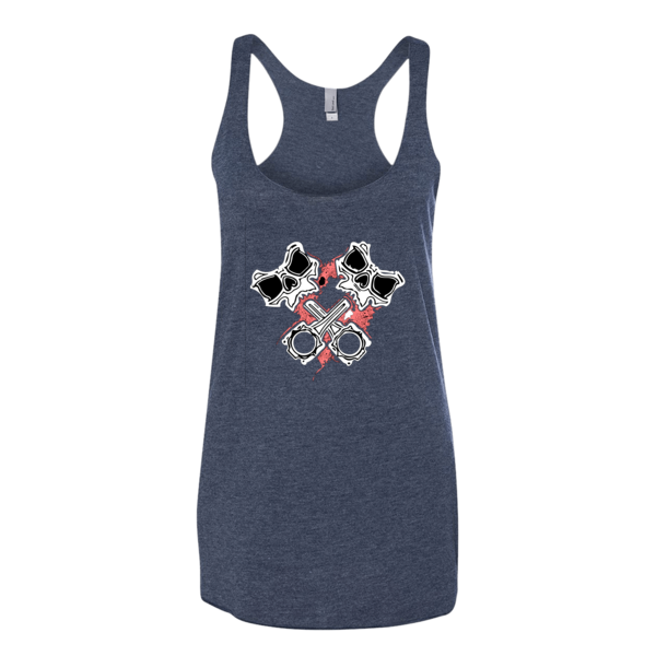 Crossed Pistons Pink Skully- Racer Girls Tanks