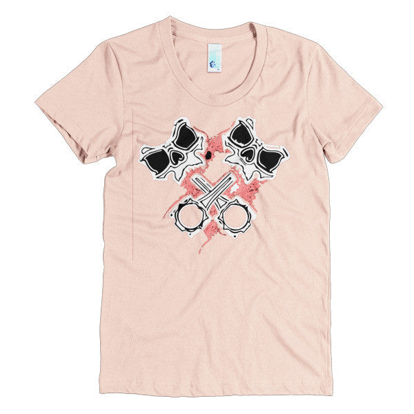Crossed Pistons Skully Pink- Poly Cotton Girls Tee