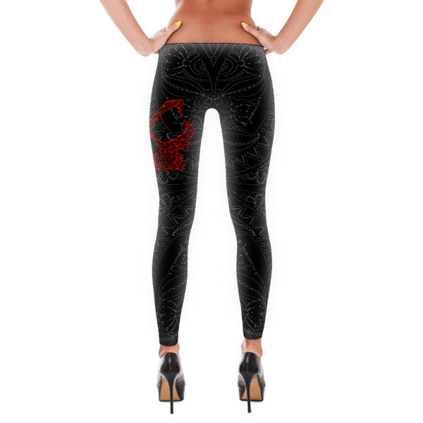 B&W Tribal Skully - Leggings