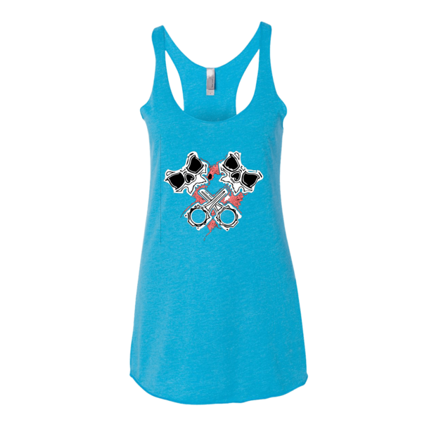 Crossed Pistons Pink Skully- Racer Girls Tanks