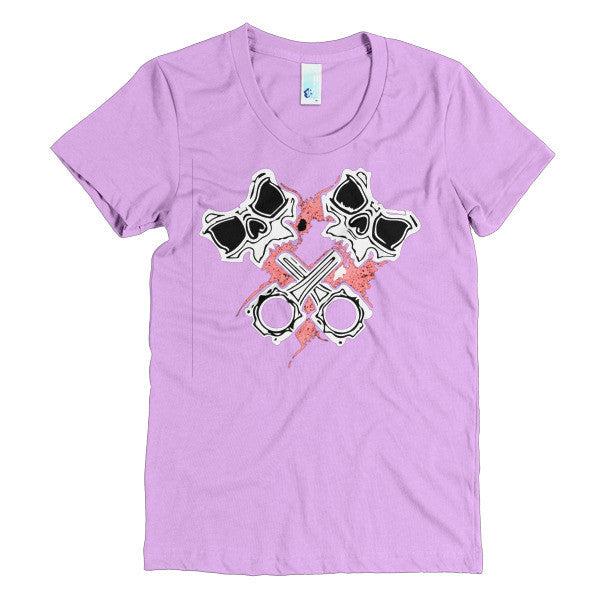 Crossed Pistons Skully Pink- Poly Cotton Girls Tee