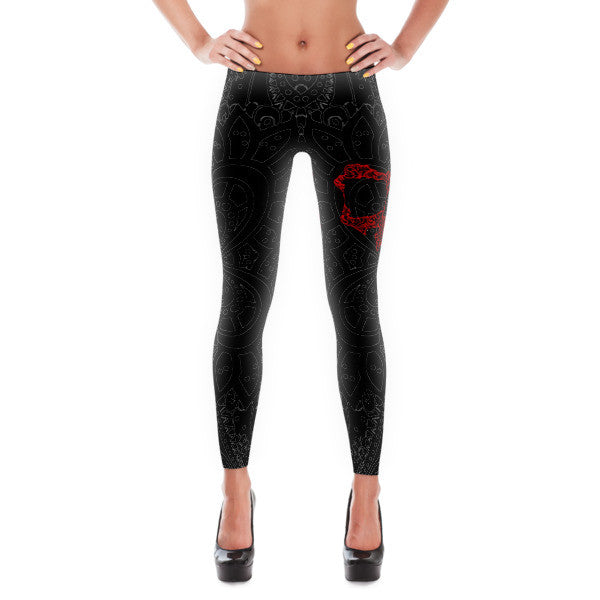B&W Tribal Skully - Leggings