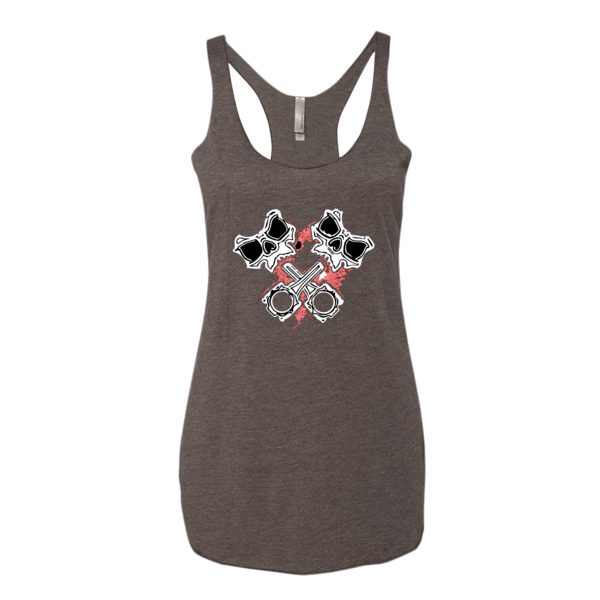 Crossed Pistons Pink Skully- Racer Girls Tanks
